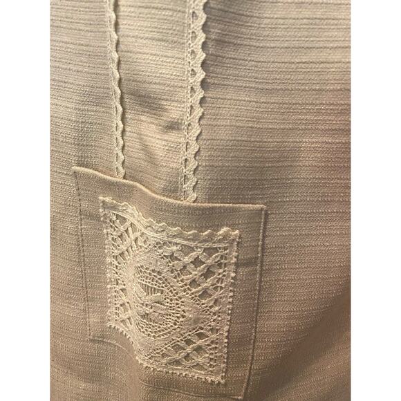 David Meister Sheath Lined Dress Size 8 Beige Embroidery Pockets Sleeveless - Picture 5 of 12